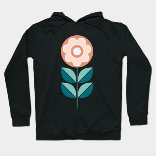 Retro Geometric Flower 5 in Peach, Dark Salmon and Teal Hoodie